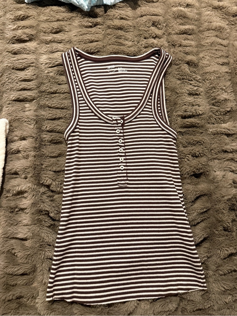Brown and white striped aerie tank top